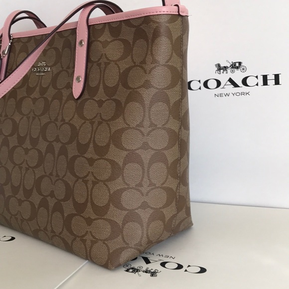 💕🌸coach tote🌸shoulder bag/khaki/blush - Picture 3 of 8